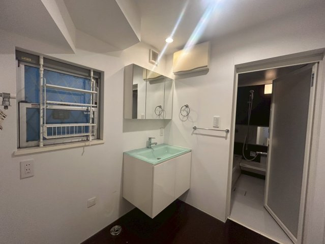 京王線急行停車駅「千歳烏山」駅6分　東京組施工中古戸建　車庫付き3LDKグルニエありの独立洗面台|2025年4月撮影　食洗器・浄水器つきシステムキッチン