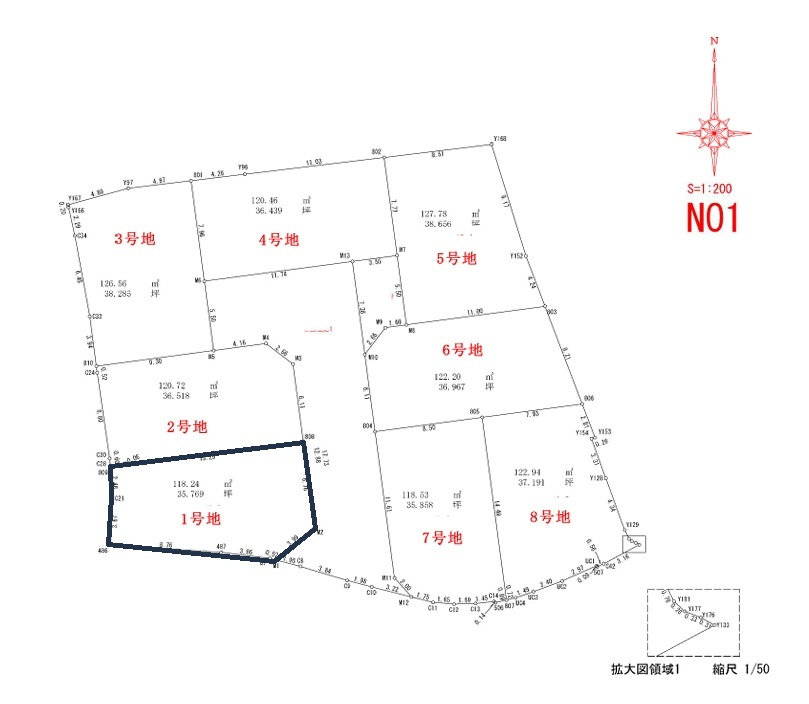 高知市石立町-1号地・建築条件付き-売土地の区画図|1号地