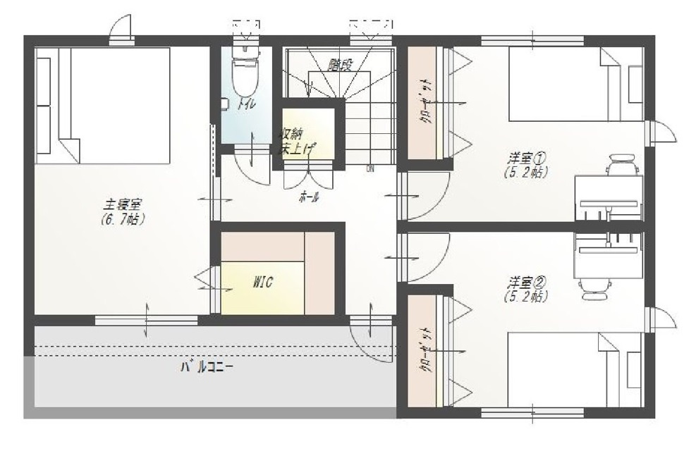 高知市石立町-1号地・建築条件付き-売土地の参考プラン|２F