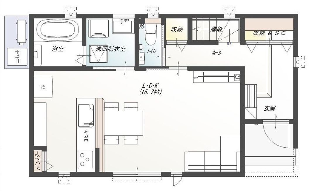 高知市石立町-2号地・建築条件付き-売土地の参考プラン|１F