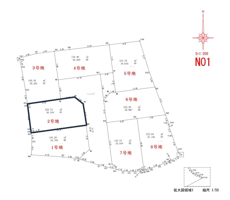 高知市石立町-2号地・建築条件付き-売土地の区画図|2号地