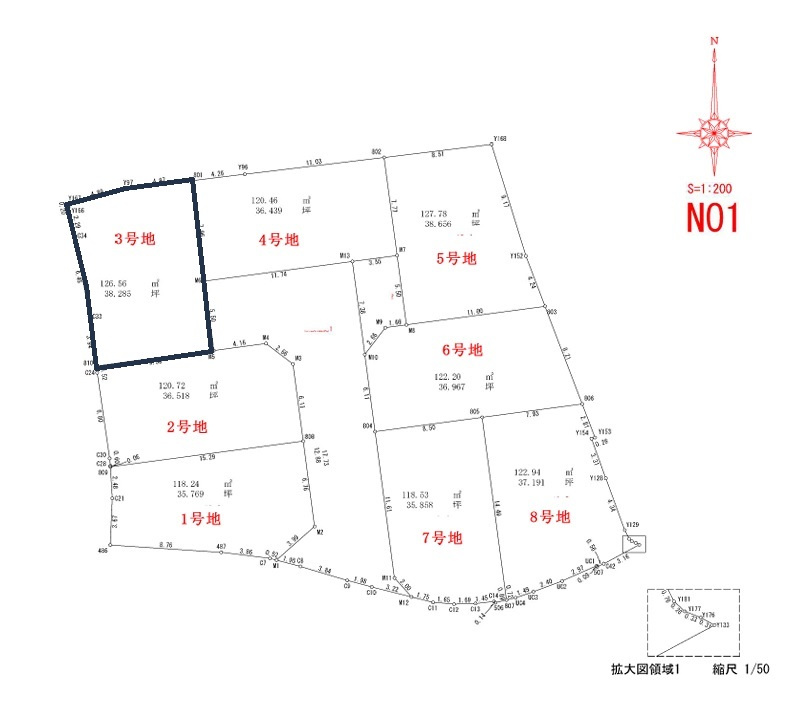 高知市石立町-3号地・建築条件付き-売土地の区画図|3号地