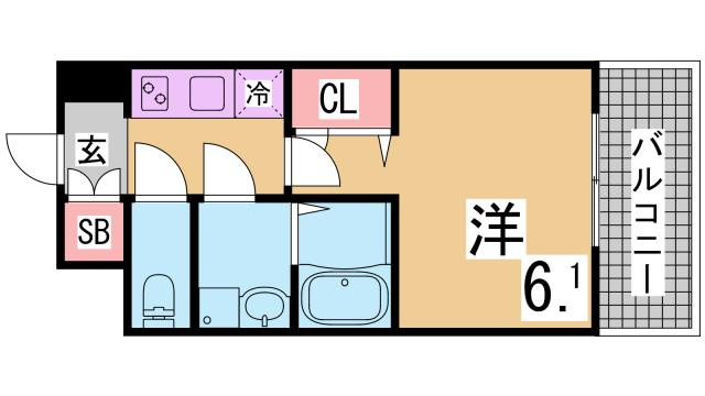 神戸市兵庫区本町２丁目の賃貸マンションの間取り