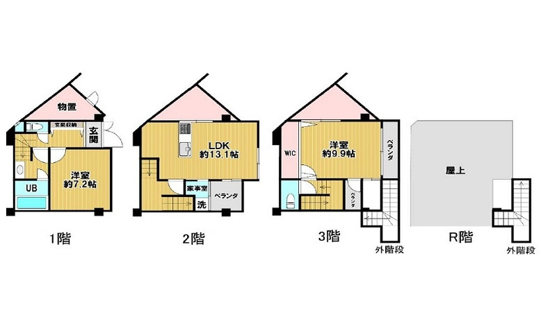 広島市西区南観音町　中古一戸建ての間取り