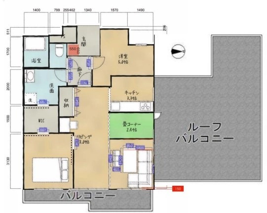 【間取り】 | ネオハイツ堺・北花田（五箇荘東小学校）