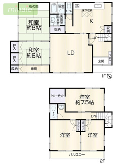 【間取り】 | 新検見川13分　平日・土日も見学できます　南花園 | 5LDKの間取りで各居室6帖以上と広さもGood
リフォーム済みなのですぐにお住み替えいただけます