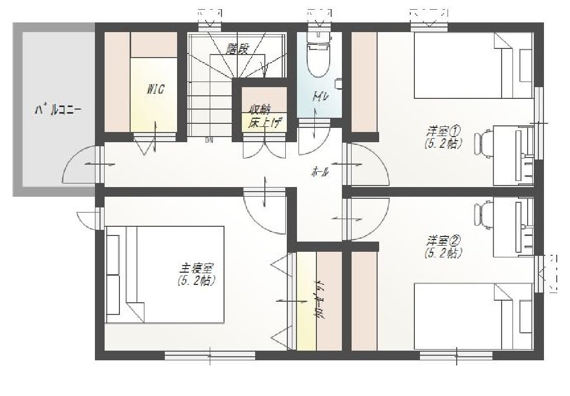 高知市石立町-6号地・建築条件付き-売土地の参考プラン|２F
