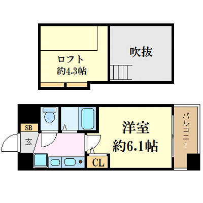 神戸市中央区琴ノ緒町３丁目の賃貸マンションの間取り