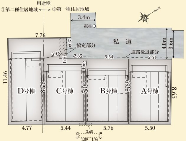 横浜市鶴見区下野谷町4丁目 新築戸建て【仲介手数料無料】の区画図