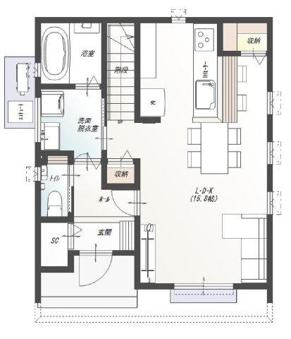 高知市石立町-8号地・建築条件付き-売土地の参考プラン|１F