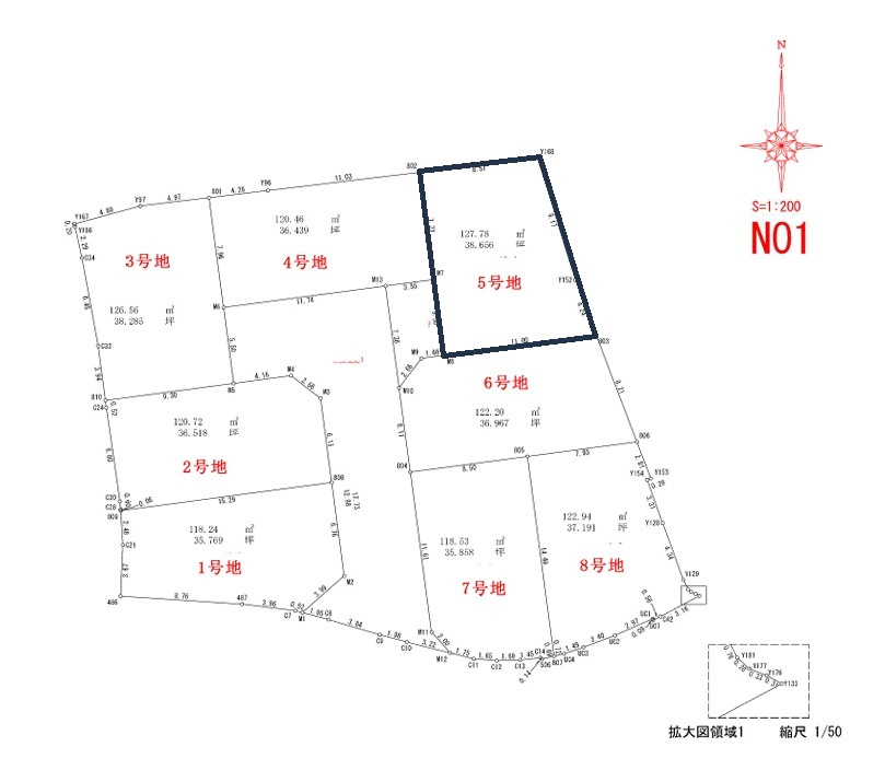 高知市石立町-5号地・建築条件付き-売土地の区画図|5号地