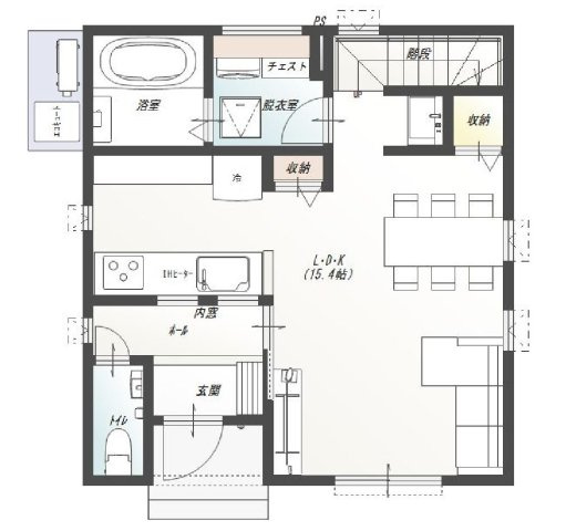 高知市石立町-5号地・建築条件付き-売土地の参考プラン|１F