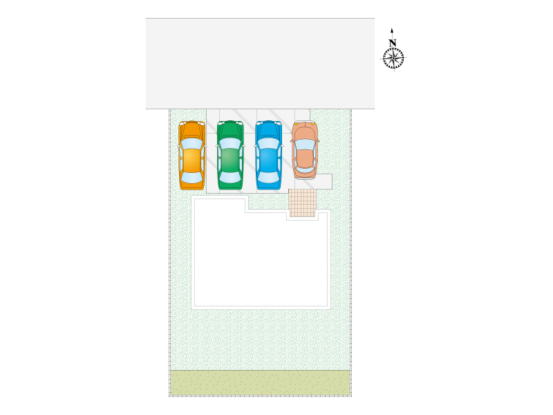 【B号棟:区画図】車4台駐車可能です。
