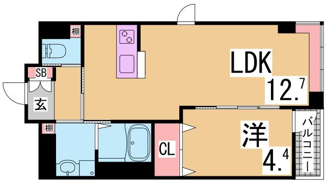 神戸市兵庫区下三条町の賃貸マンションの間取り