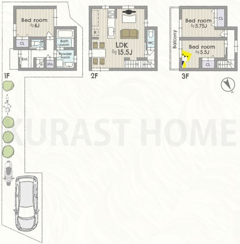 京都市西京区桂上野北町　新築戸建の間取り