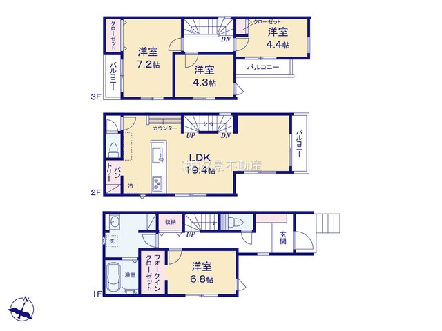 《仲介手数料無料》北区本郷町725-1新築一戸建てリガーレの間取り