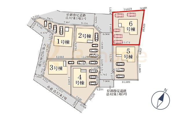 笠間市笠間駅前1期　新築戸建て　6号棟の区画図|大きなお買い物だからこそ、メリット・デメリットを伝えさせて頂きます。
R-homeにお任せください♪