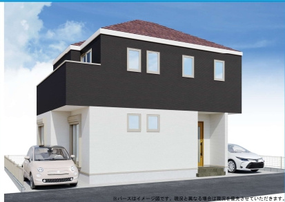 越谷市神明町新築戸建ての外観パース