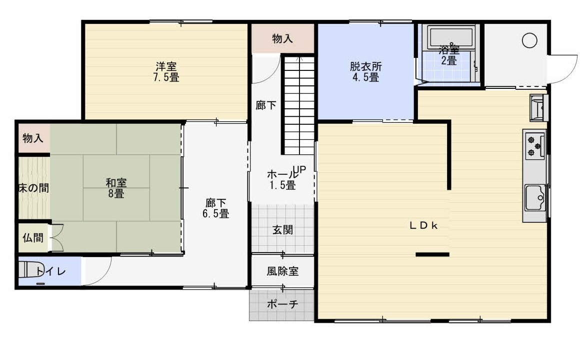 標茶町チャンベツ　売家の間取り|1F間取り　2部屋と広いLDKです。
