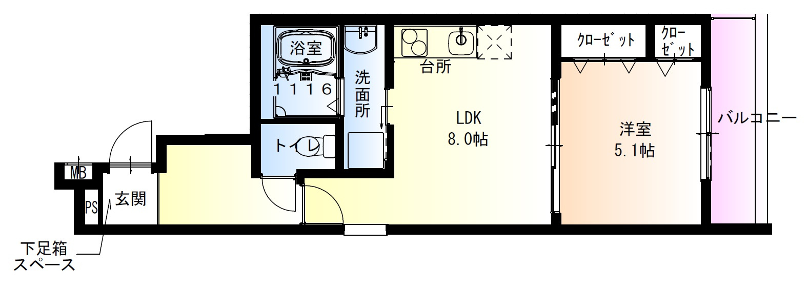 フジパレス春木駅北Ⅱ番館の間取り