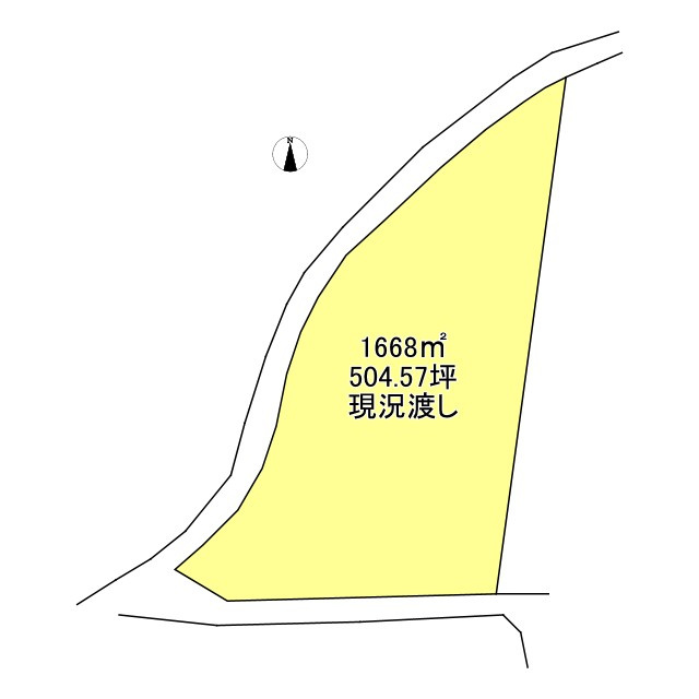 西条市楠甲595-1　土地の土地図|土地価格250万円、土地面積公簿1668㎡