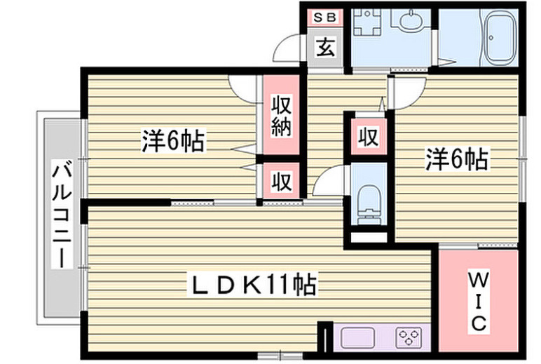 サンシャインヒルズB棟の間取り