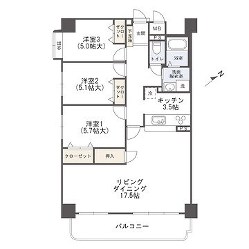 東峰マンション大牟田駅南の間取り