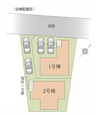 藤沢市鵠沼松が岡6期　新築戸建　全2棟1号棟の区画図