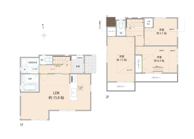【間取り】 | 西東京市東町5丁目　中古一戸建住宅　(保谷店) | ロフトなど収納を豊富に備えた3LDKの間取り。