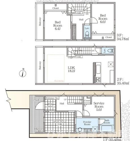 平塚市龍城ケ丘　新築戸建　全３棟の間取り|外用シャワーのある2SLDKです。
