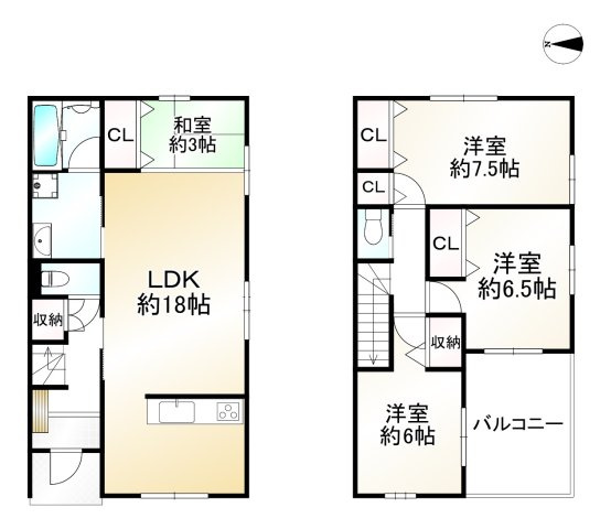 【中古戸建】向日市物集女町北ノ口「洛西口駅」3LDKの間取り