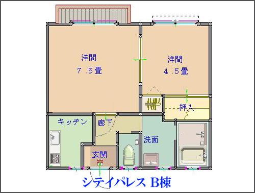 シティパレスB棟の間取り