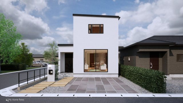 真鶴二丁目の外観パース|PLAN①　外観パース　延床32坪
本体価格：1,990万円