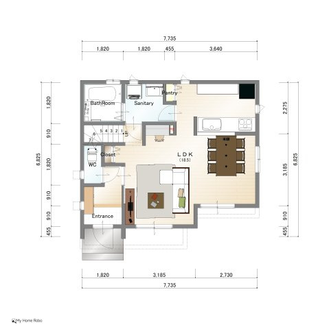 足原一丁目（2期）の外観パース|PLAN③　1階間取図