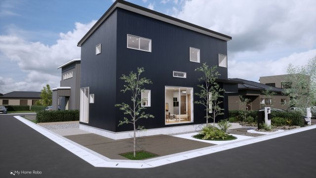 社ノ木一丁目の外観パース|PLAN②　外観パース　延床面積33坪