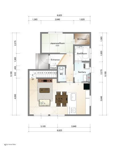 社ノ木一丁目の区画図|PLAN①　1階間取図