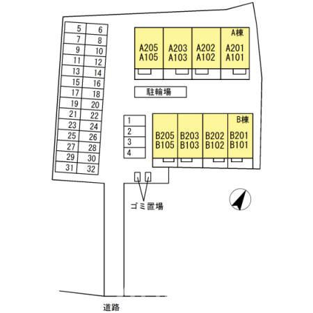 フェリスコート B棟の区画図