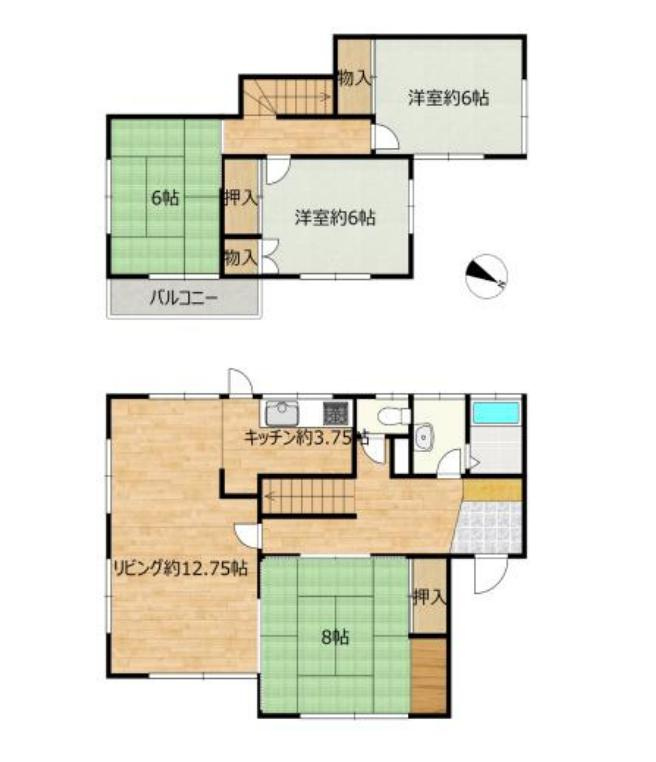 龍ケ崎市松葉１丁目　中古戸建の間取り