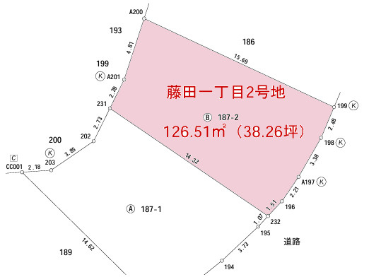 藤田一丁目の区画図