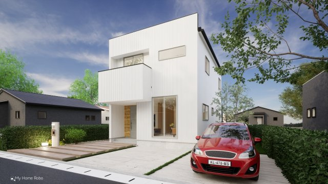 真鶴二丁目の外観パース|PLAN③　外観パース　延床30坪