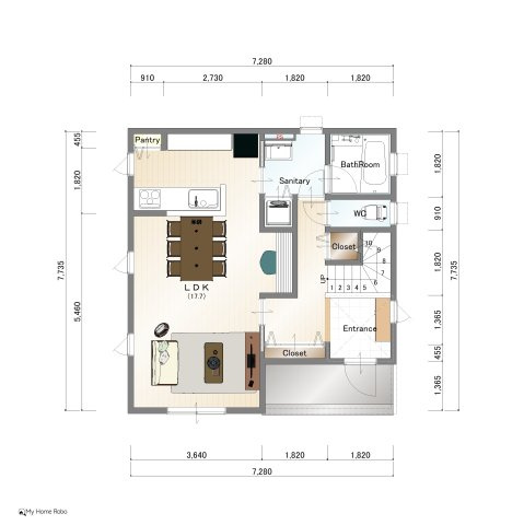 足原一丁目（2期）の外観パース|PLAN②　1階間取図