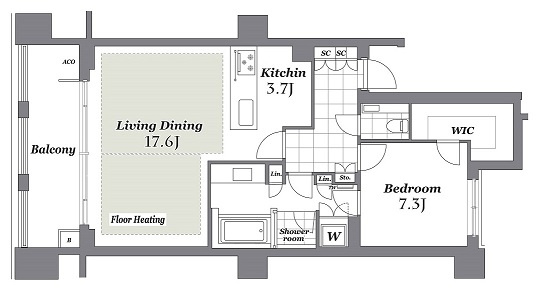 港区三田２丁目の賃貸マンションの間取り