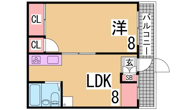神戸市北区鈴蘭台北町３丁目の賃貸マンションの間取り