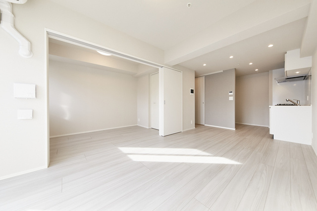 Opus Residence上野元浅草の設備|リビングと4帖洋室、南向き、エアコンと照明付き