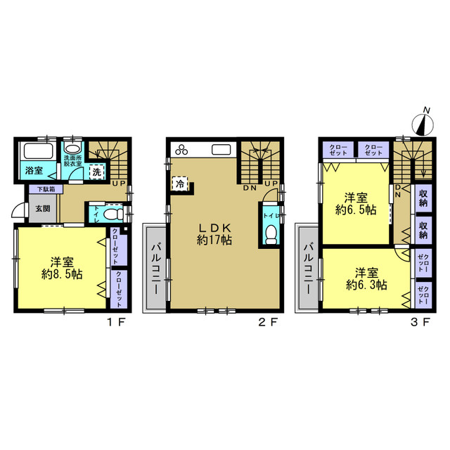 深江南町1丁目　中古戸建の間取り|3LDK、土地面積約108.06㎡、建物面積約103.51㎡、