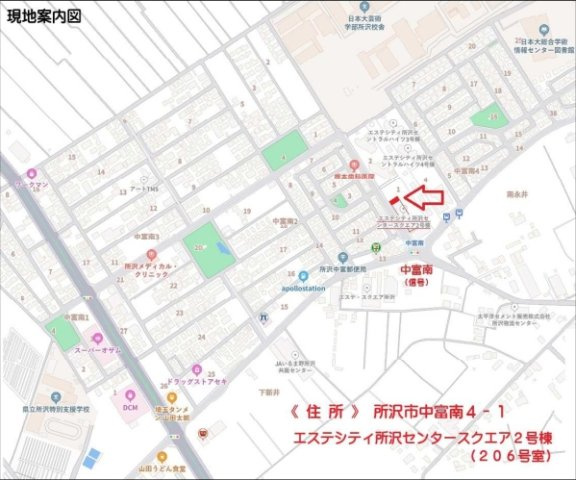 仲介手数料無料　所沢エステシティ所沢センタースクエアⅡ号棟の地図