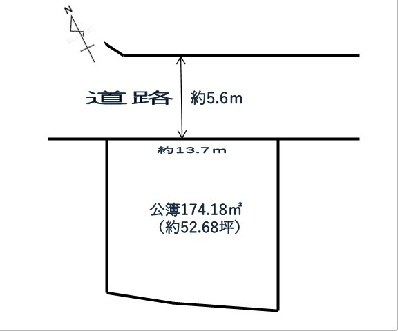 加古川市野口町野口　土地の土地図|約52.68坪です。

