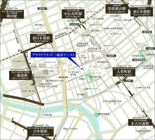 【地図】プラウドフラット三越前イースト