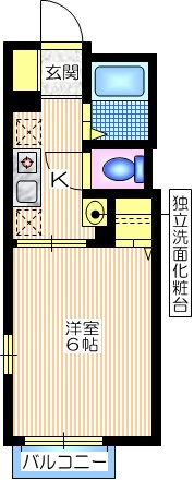 サン・ステージの間取り|最上階角部屋２面採光　クロゼット付の１Ｋ２０．４５平米
