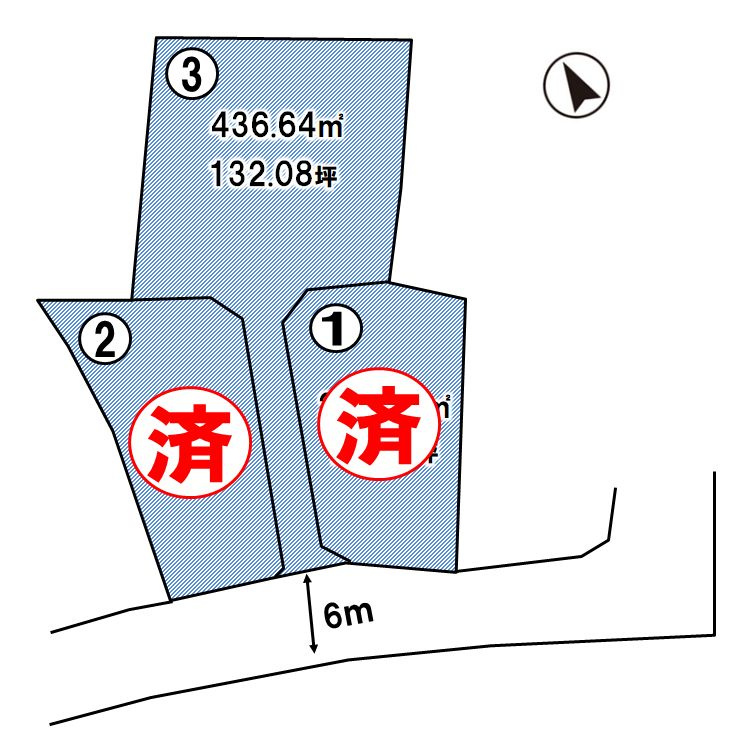 小山市粟宮　全3区画の区画図